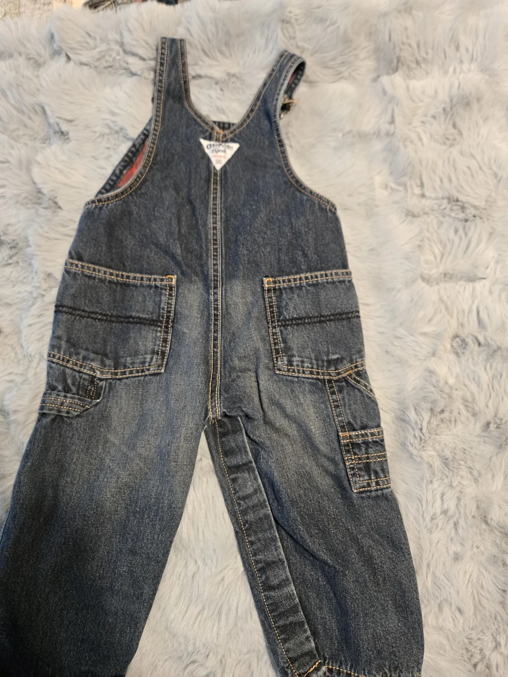 OshKosh B'gosh Flannel Lined Denim Carpenter Overalls 18M